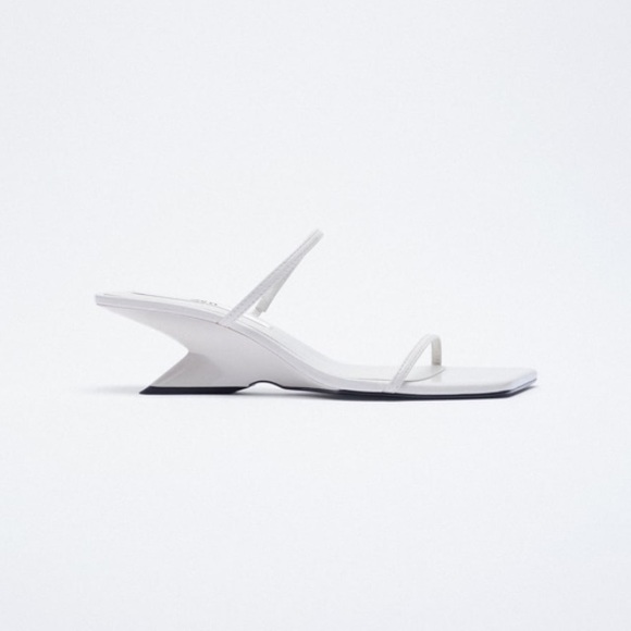 Zara white thin straps mini wedge sandals
